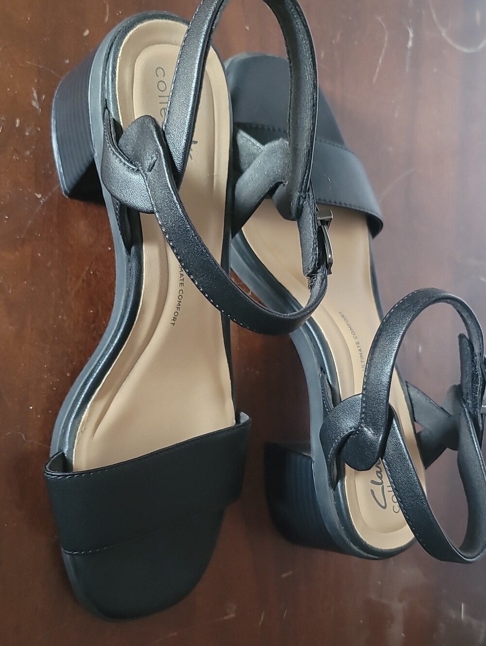 New Clarks Black Strappy Block Heel Sandals 9.5M
